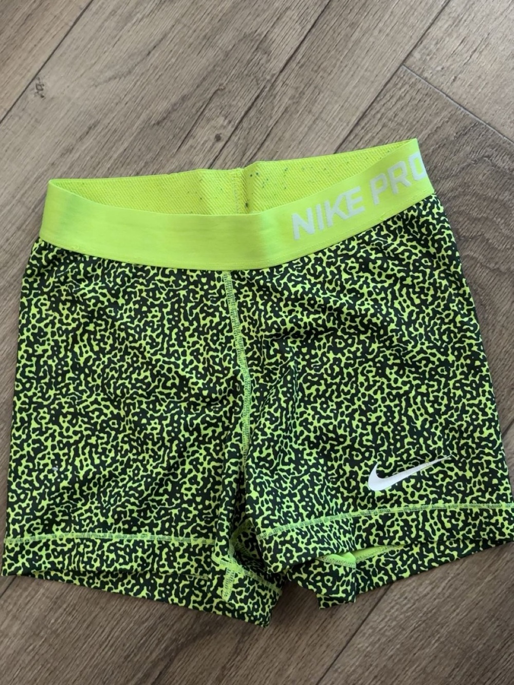 Nike Pro Neon Yellow/Black Printed spandex Shorts: size small